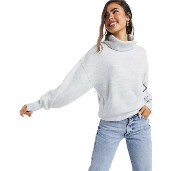 NEW without Tags ASOS Oversized Cowl Neck Sweater Gray Marl Knit Womens US 12 - Picture 5 of 7